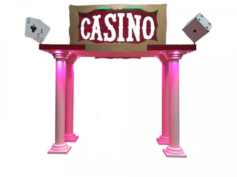 Location d'une entrée casino : enseigne + colonne, livraison décor soirée casino, livraison partout en France, Rennes Lille