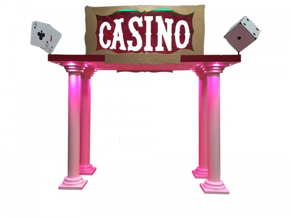 Location d'une entrée casino : enseigne + colonne, livraison décor soirée casino, livraison partout en France, Rennes Lille