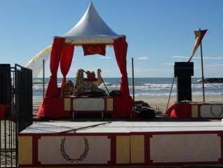 Décor podium avec couronne laurier