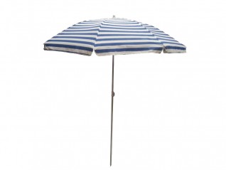 Parasol bleu et blanc + support table