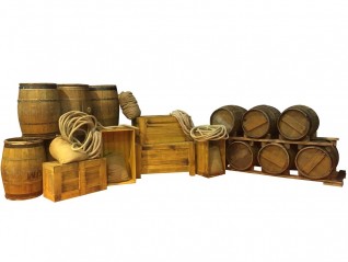 Location de cargaison: caisses, tonneaux, sac, cordage pour décor thématique corsaires, Lille Caen
