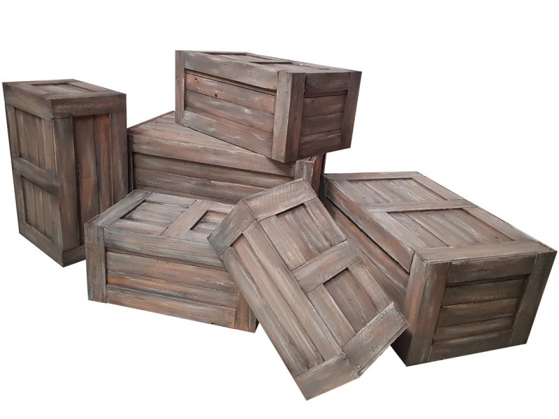 Caisse bois x6 en gigogne pour décor à thème corsaire, far west, exotique, Alençon Rouen Caen