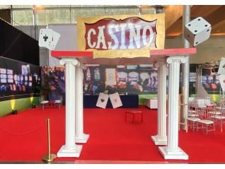 Entrée casino: enseigne + colonne décor à louer pour événementiel thématique casino, Las Vegas, Dreux Evreux