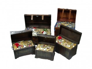 4001.01.344 - Coffre avec trésors pack 5 pcs n°2, accessoires événementiels pour décor pirate, Paris Lyon