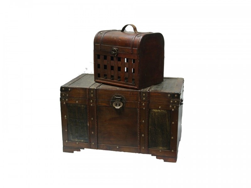 4001.01.345 - Coffre vide pack 2 pcs n°1, accessoire pour décor thème corsaire, livraison sur toute la France, Paris Saint-Malo