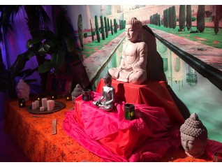 Bouddha tête blanche en location pour décor asiatique, yoga, Quimper Brest