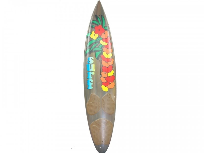 Planche exotique surf avec fleurs, matériel déco pour thème plage, exotique, livraison partout en France, Evreux Dreux