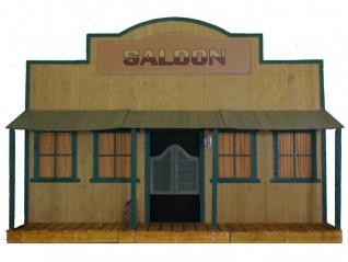 Façade far west saloon en location pour décor thématique pour soirée entreprise.