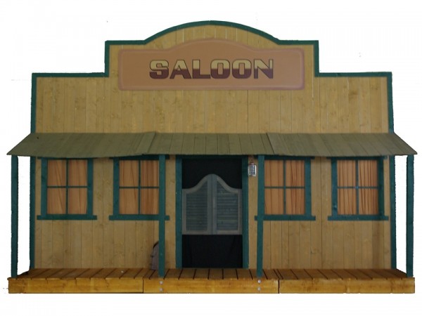 Façade far west saloon en location pour décor thématique pour soirée entreprise.