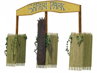 Location d'un portique safari park avec habillage pour décor à thème Jungle
