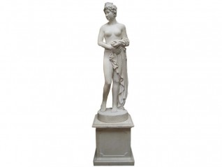 Statue antique "Vénus à la pomme" sur colonne décor antique en loc pour événement, livraison partout en France, Lille, Chartres
